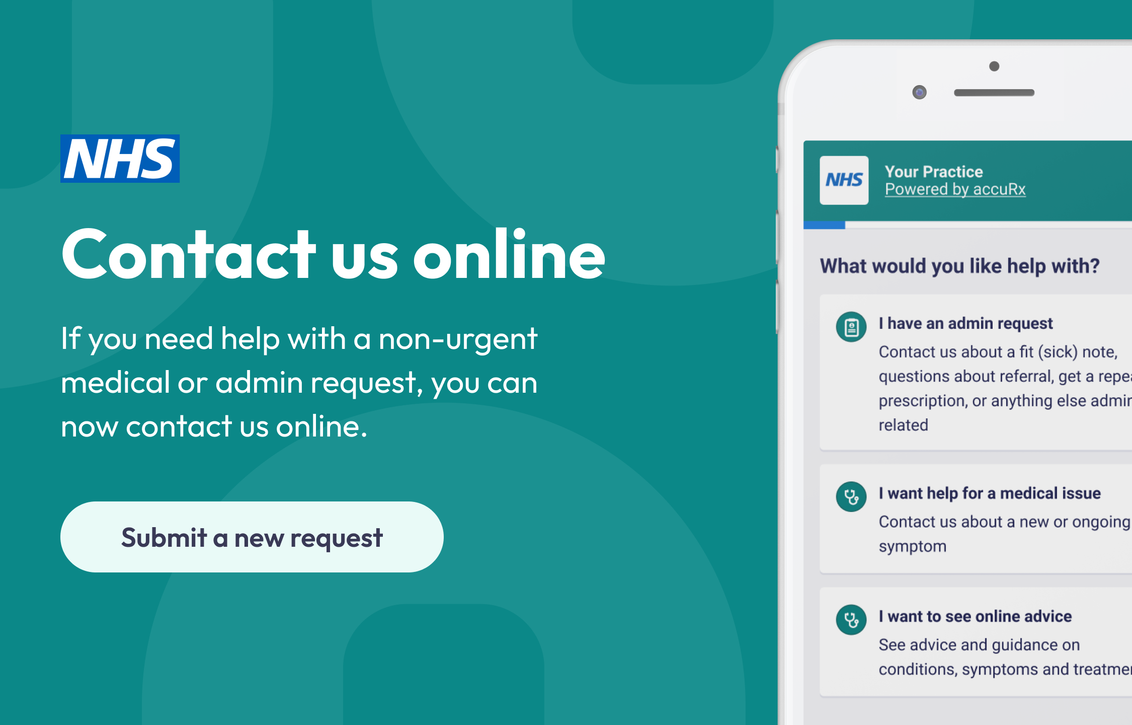 Contact us online for help with a non-urgent medical or admin request